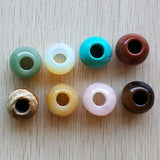 8pcs Natural Stone Mixed Round Shape Big Hole Beads 20mm