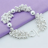 925 Silver Grapes Beads Bracelet Charm Bracelets For Women Girls Gift