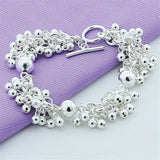 925 Silver Grapes Beads Bracelet Charm Bracelets For Women Girls Gift