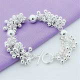 925 Silver Grapes Beads Bracelet Charm Bracelets For Women Girls Gift