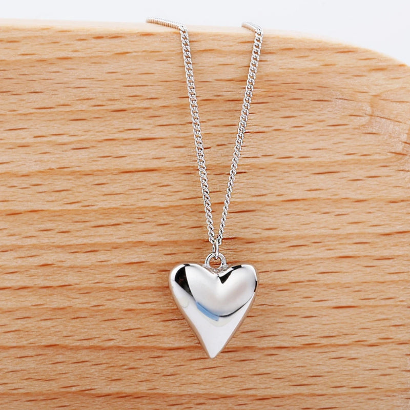 925 Silver Heart Pendant  Necklace Women Gift Fashion Jewelry for Her