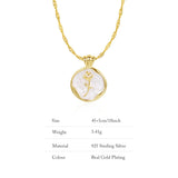 925 Silver Necklace Natural Pearl Shell Rose Pendant Plated Fine Jewelry