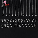 925 Silver CZ Paved 26 Letter Earrings Necklace Set
