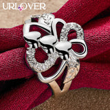 925 Silver Geometric Heart Ring For Women Jewelry Party Birthday Wedding