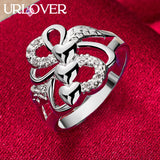 925 Silver Geometric Heart Ring For Women Jewelry Party Birthday Wedding