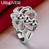 925 Silver Geometric Heart Ring For Women Jewelry Party Birthday Wedding