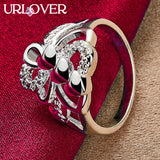 925 Silver Geometric Heart Ring For Women Jewelry Party Birthday Wedding