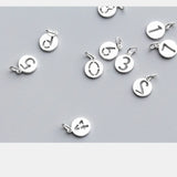 925 Sterling Silver Hollow Coin 1-9 Numbers Charms DIY Jewelry Findings