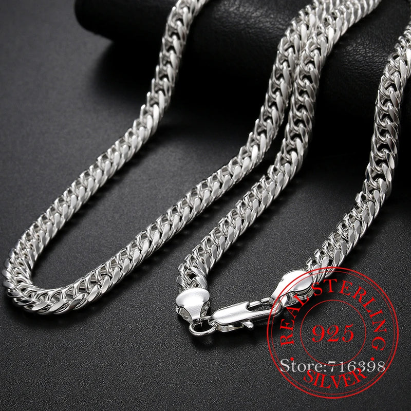 925 Silver 6MM Chain Necklace Men Women Classic Party Wedding Jewelry
