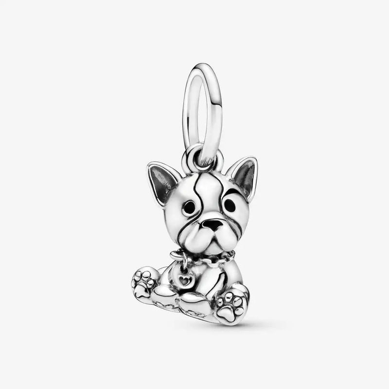 925 Silver Bulldog Puppy Dangle Charm for Bracelets