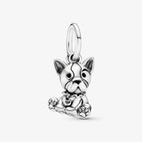 925 Silver Bulldog Puppy Dangle Charm for Bracelets