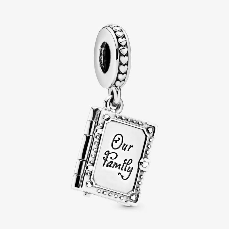 925 Sterling Silver Family Book Charm for Bracelets