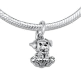 925 Silver Labrador Puppy Dog Charm for Women DIY Jewelry