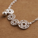 925 Silver Bohemian Coin Anklet Bracelet for Women