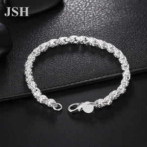 925 Silver Bracelet Chain Women Men Noble Charm Jewelry
