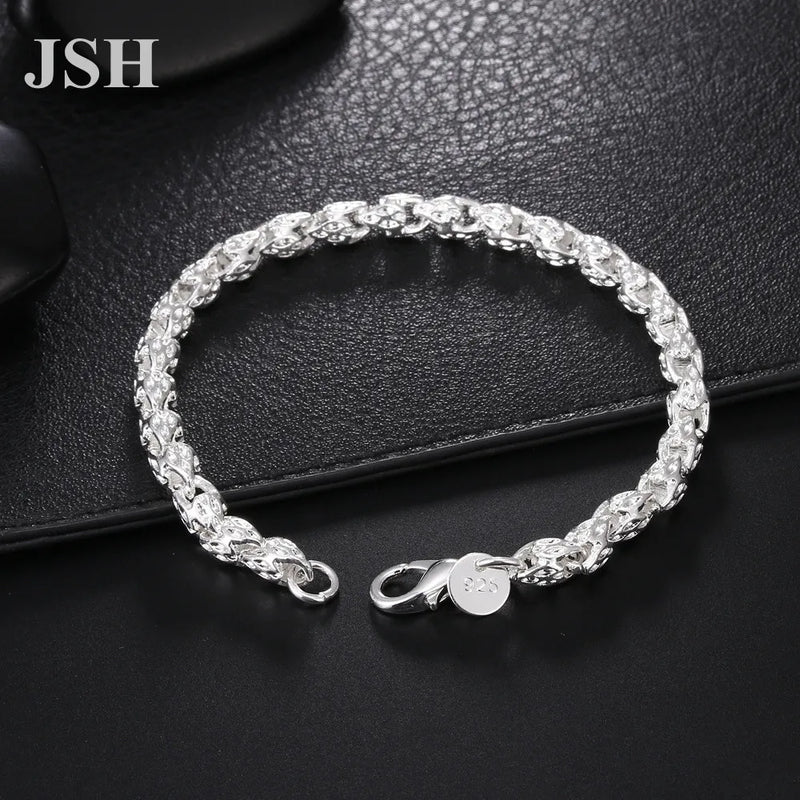 925 Silver Bracelet Chain Women Men Noble Charm Jewelry