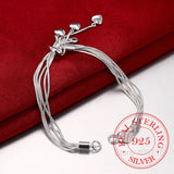 925 Sterling Silver Bracelet Hook Five Heart High Fine Jewelry Accessories