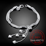 925 Sterling Silver Bracelet Hook Five Heart High Fine Jewelry Accessories