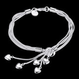 925 Silver Bracelet Hook Five Heart Fine Jewelry