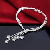925 Silver Bracelet Hook Five Heart Fine Jewelry