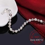 925 Silver Bracelet, Wedding Jewelry, 8MM Sand Beads Bangle
