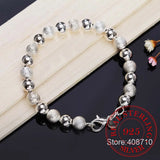 925 Silver Bracelet, Wedding Jewelry, 8MM Sand Beads Bangle