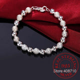 925 Silver Bracelet, Wedding Jewelry, 8MM Sand Beads Bangle