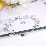 925 Silver Bracelet, Grape Beads Bangle for Women