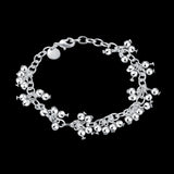 925 Silver Bracelet, Grape Beads Bangle for Women