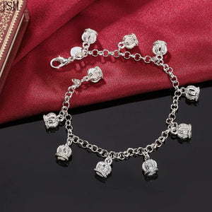 925 Silver Crown Charm Bracelet for Women Wedding
