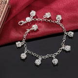925 Silver Crown Charm Bracelet for Women Wedding