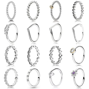 925 Silver Petite Engagement Ring Heart Crystal DIY Jewelry