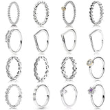 925 Silver Petite Engagement Ring Heart Crystal DIY Jewelry