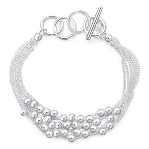 925 Sterling Silver Cuff Six Lucky Bracelets for Women Christmas