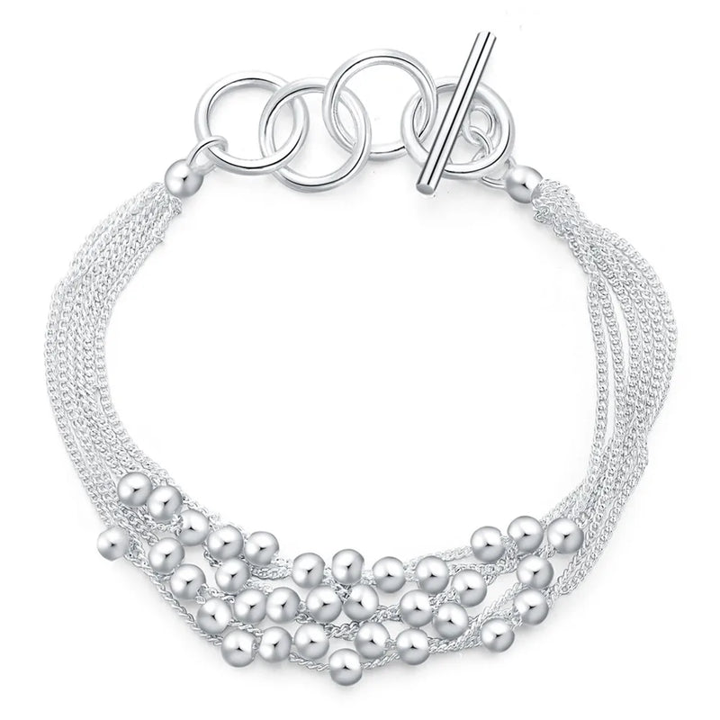 925 Sterling Silver Cuff Six Lucky Bracelets for Women Christmas