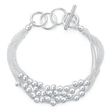 925 Sterling Silver Cuff Six Lucky Bracelets for Women Christmas