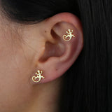 925 Silver Animal Pearl CZ Piercing Earrings