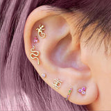 925 Silver Animal Pearl CZ Piercing Earrings