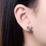 925 Silver Butterfly Stud Earrings Jewelry Women