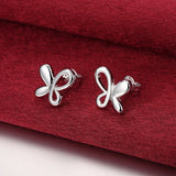 925 Silver Butterfly Stud Earrings Jewelry Women
