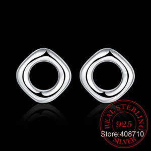 925 Silver Earrings, Wedding Jewelry, Square Lattice Studs