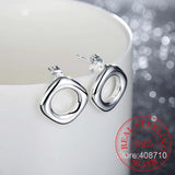 925 Silver Earrings, Wedding Jewelry, Square Lattice Studs