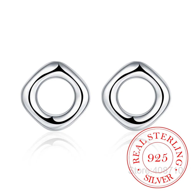 925 Silver Earrings, Wedding Jewelry, Square Lattice Studs