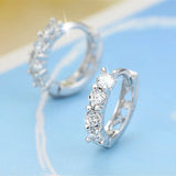 925 Silver Zircon Crystal Earrings Women Wedding Jewelry