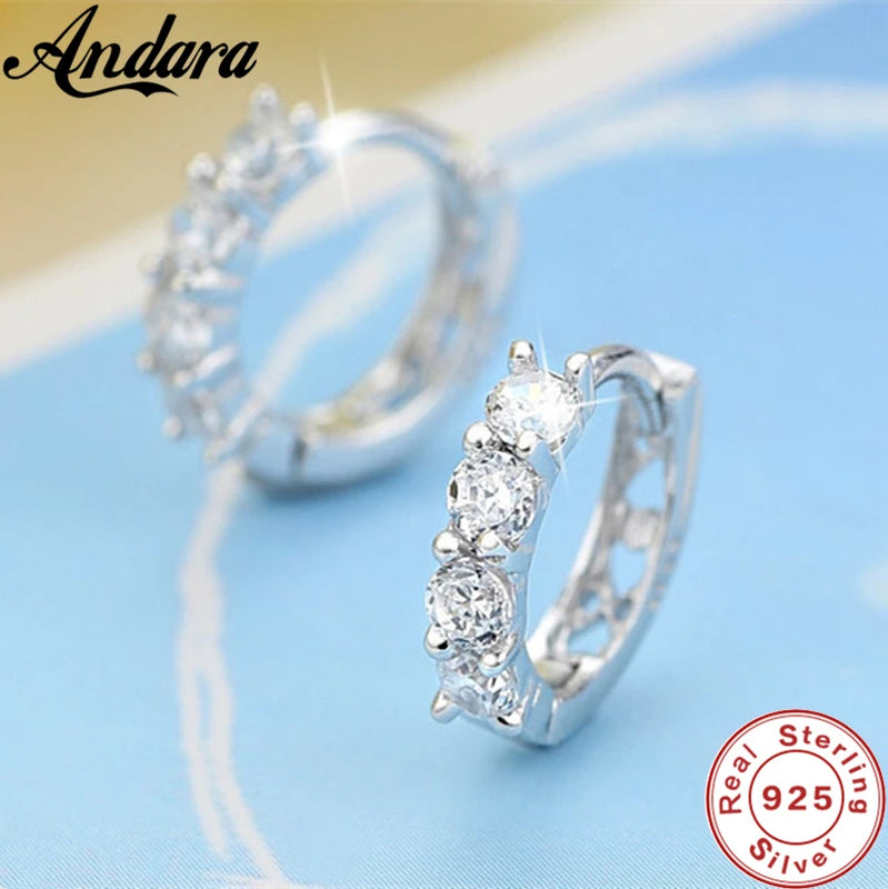 925 Silver Zircon Crystal Earrings Wedding Jewelry