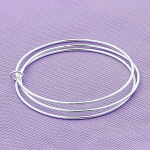925 Silver Three-Circles Round Bangles Bracelets For Women Girl