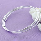 925 Silver Circle Bangles Bracelets Women Girl Jewelry Gift
