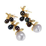 Sterling Silver Flower Dangle Earrings with Baroque Pearl