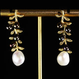 Sterling Silver Flower Dangle Earrings with Baroque Pearl