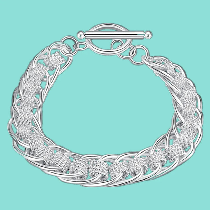925 Silver High Lady Bracelet Circle Charm Jewelry Gift